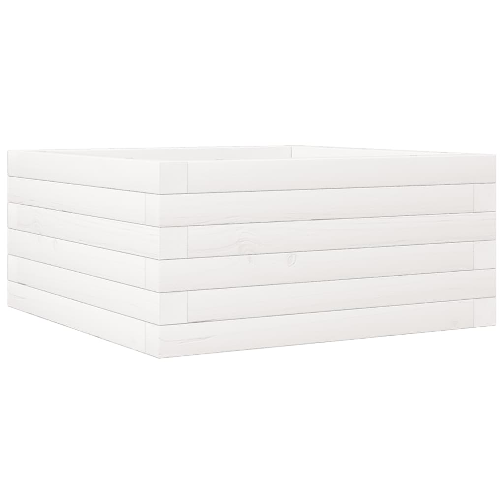 vidaXL Pflanzkübel Weiß 50x50x23 cm Massivholz Kiefer