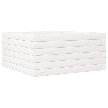 vidaXL Pflanzkübel Weiß 50x50x23 cm Massivholz Kiefer