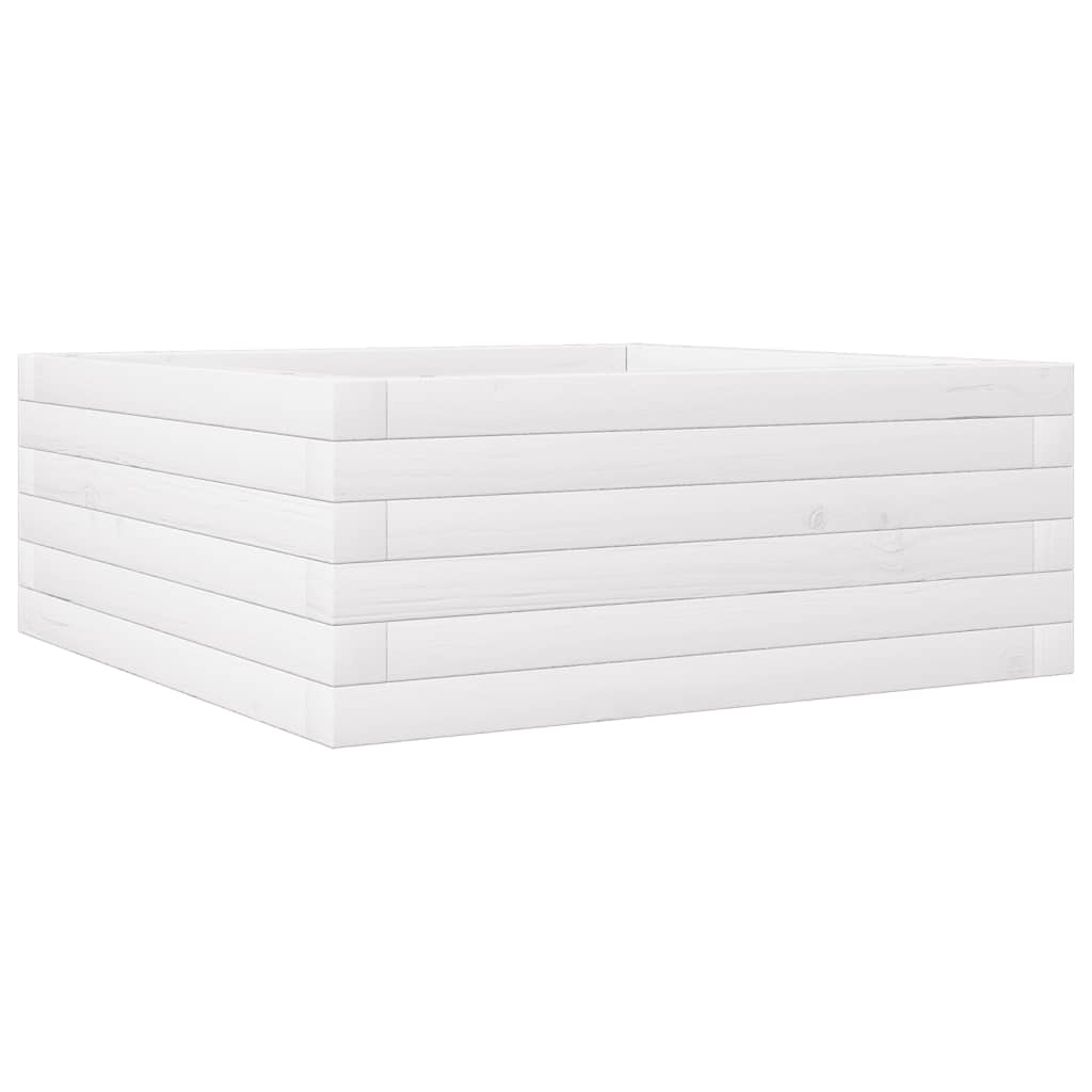 vidaXL Pflanzkübel Weiß 60x60x23 cm Massivholz Kiefer