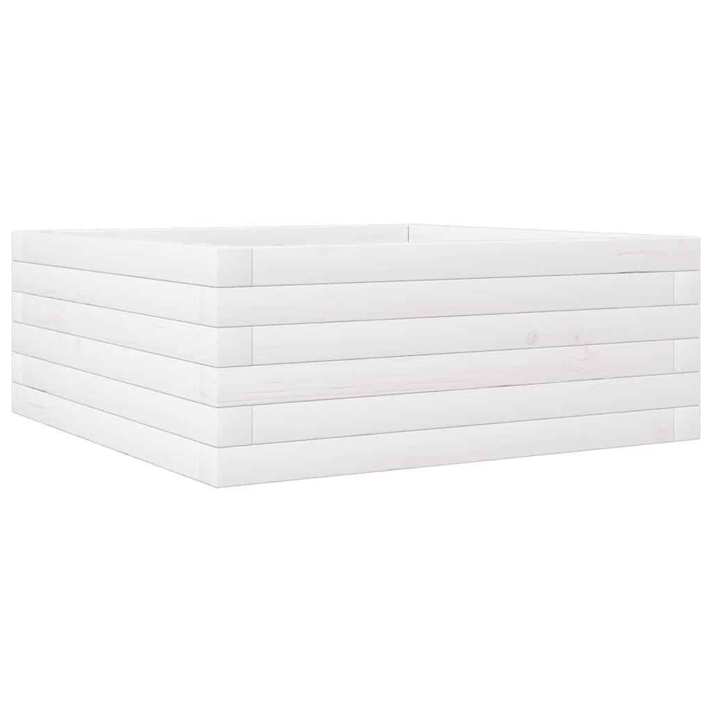 vidaXL Pflanzkübel Weiß 60x60x23 cm Massivholz Kiefer