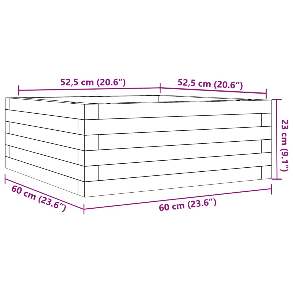 vidaXL Pflanzkübel Weiß 60x60x23 cm Massivholz Kiefer