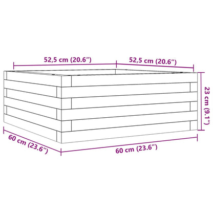 vidaXL Pflanzkübel Weiß 60x60x23 cm Massivholz Kiefer