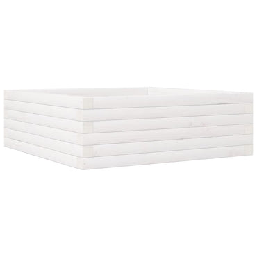 vidaXL Pflanzkübel Weiß 70x70x23 cm Massivholz Kiefer