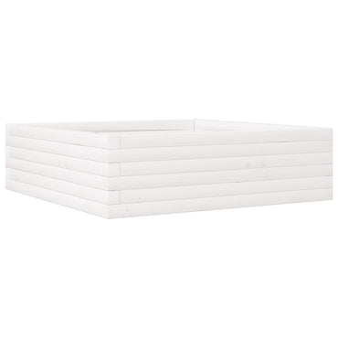 vidaXL Pflanzkübel Weiß 80x80x23 cm Massivholz Kiefer