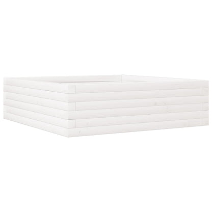 vidaXL Pflanzkübel Weiß 80x80x23 cm Massivholz Kiefer