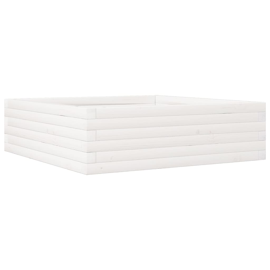 vidaXL Pflanzkübel Weiß 80x80x23 cm Massivholz Kiefer