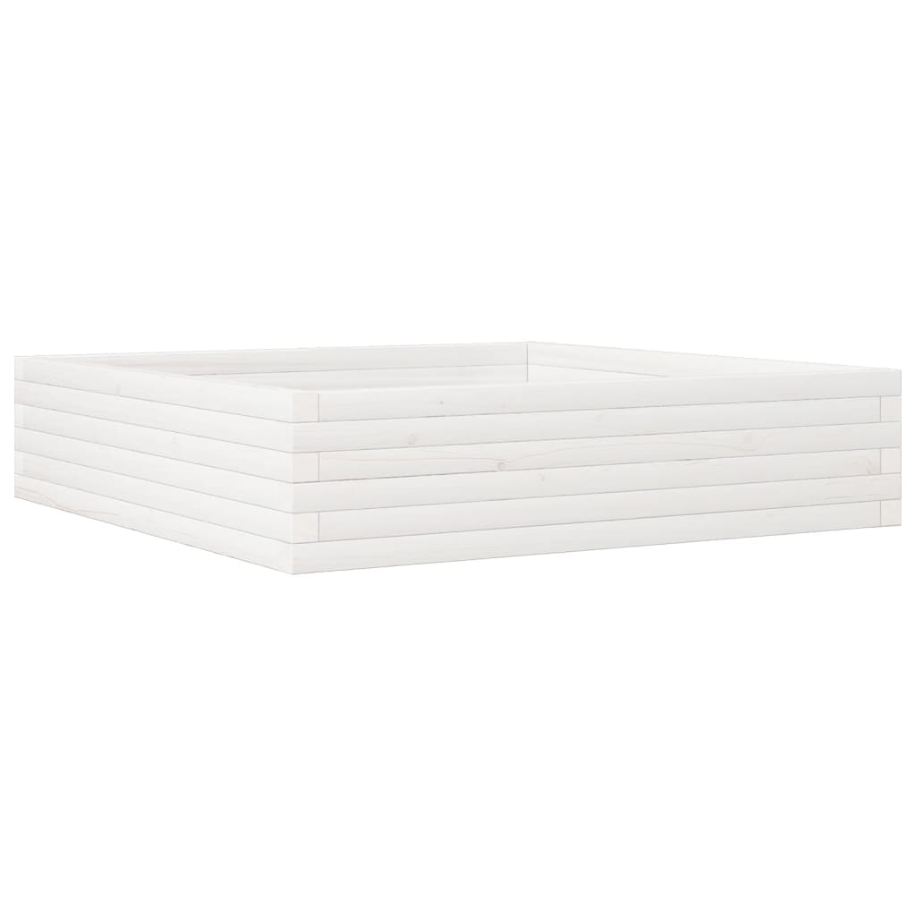 vidaXL Pflanzkübel Weiß 100x100x23 cm Massivholz Kiefer