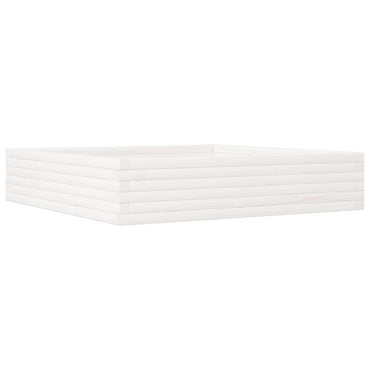 vidaXL Pflanzkübel Weiß 110x110x23 cm Massivholz Kiefer