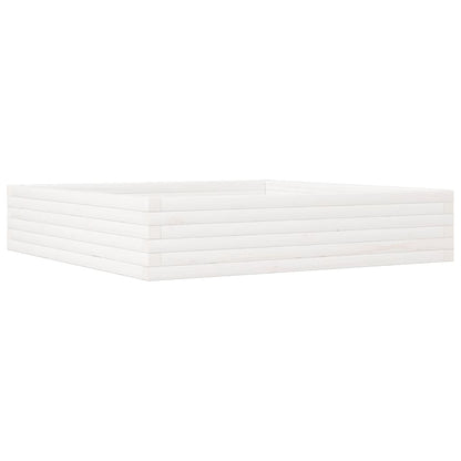 vidaXL Pflanzkübel Weiß 110x110x23 cm Massivholz Kiefer