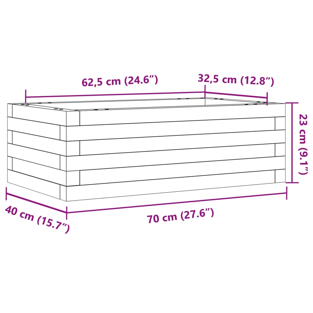 vidaXL Pflanzkübel Weiß 70x40x23 cm Massivholz Kiefer