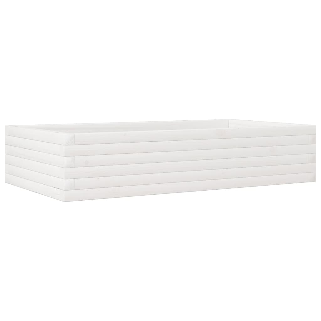 vidaXL Pflanzkübel Weiß 110x60x23 cm Massivholz Kiefer
