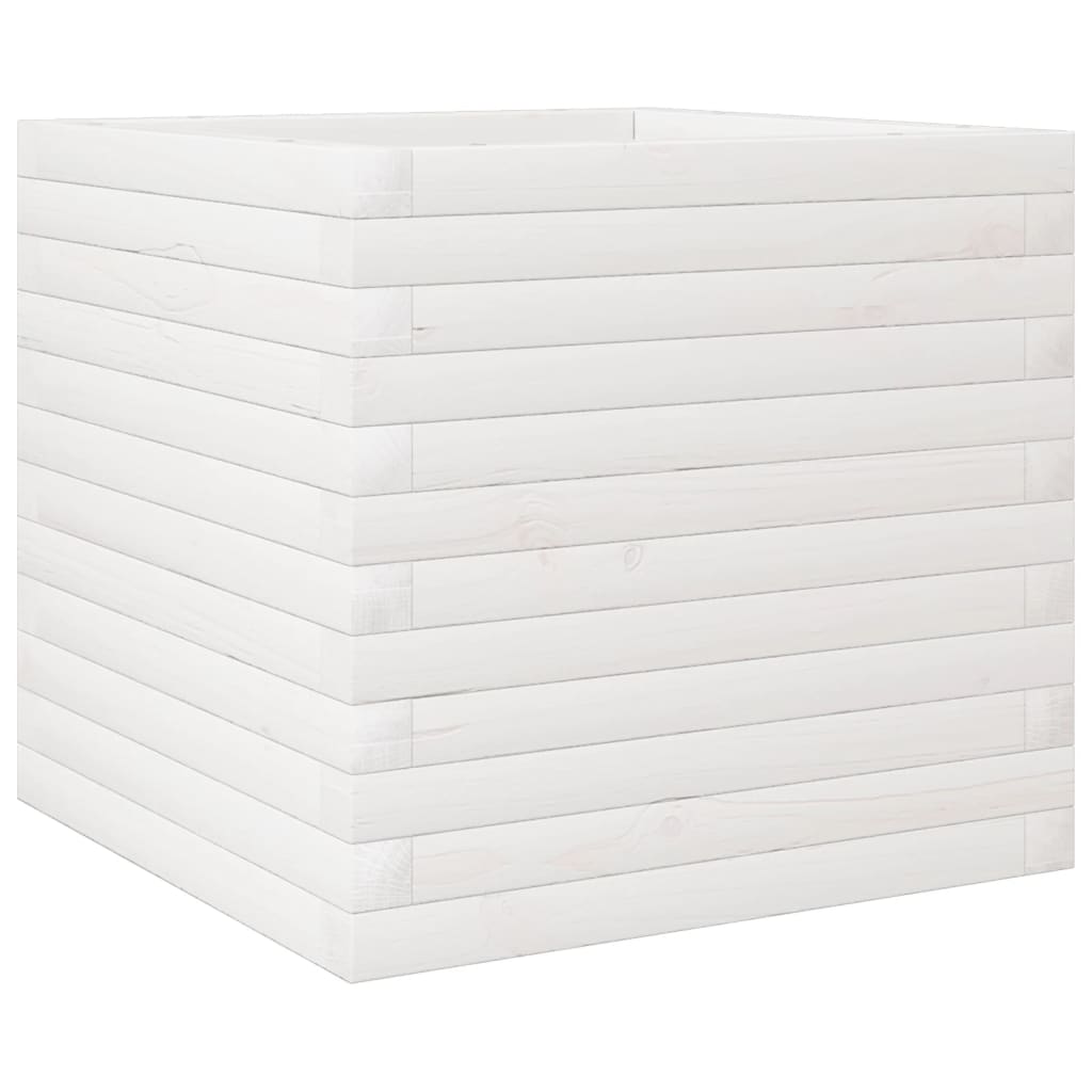 vidaXL Pflanzkübel Weiß 50x50x45,5 cm Massivholz Kiefer