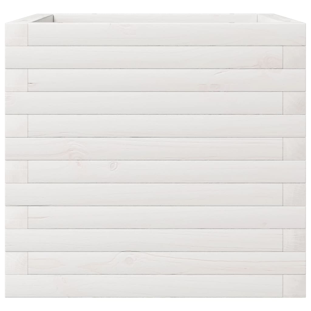 vidaXL Pflanzkübel Weiß 50x50x45,5 cm Massivholz Kiefer