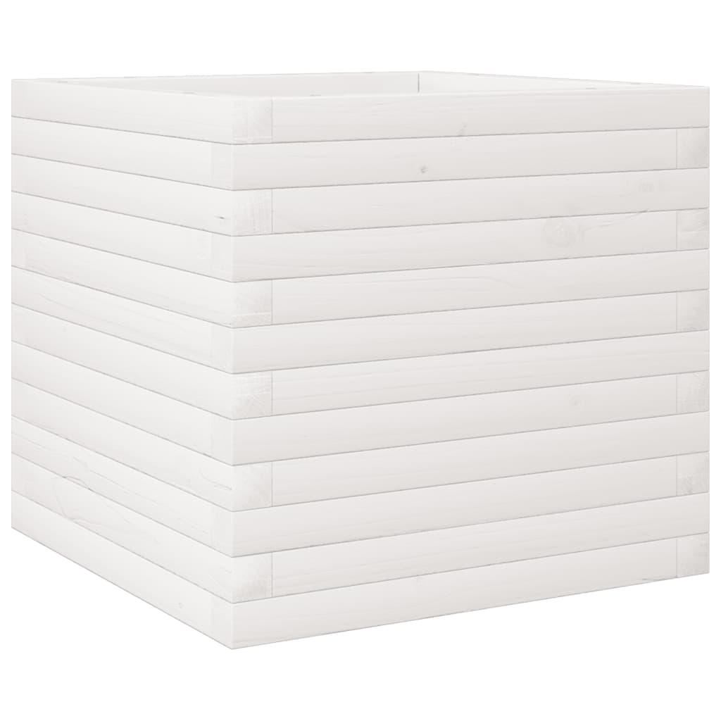 vidaXL Pflanzkübel Weiß 50x50x45,5 cm Massivholz Kiefer
