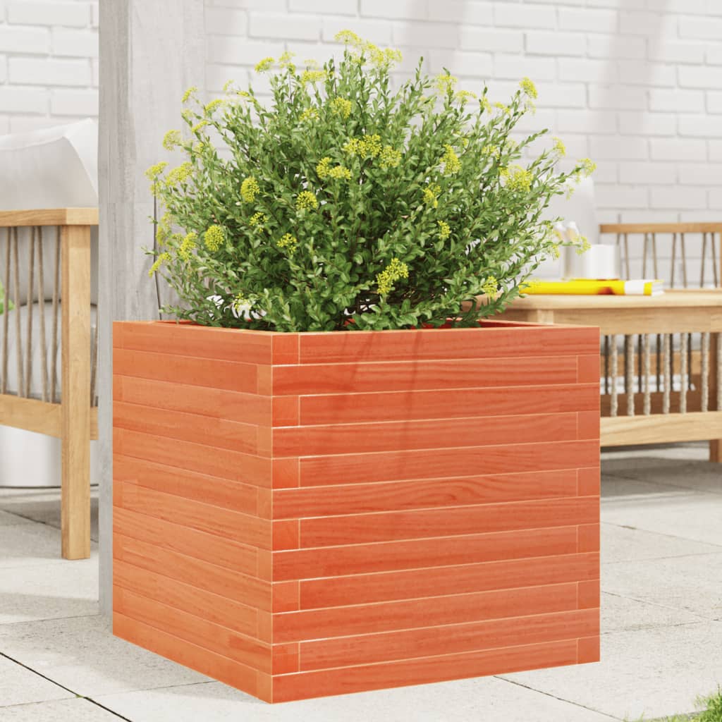 vidaXL Pflanzkübel Wachsbraun 50x50x45,5 cm Massivholz Kiefer