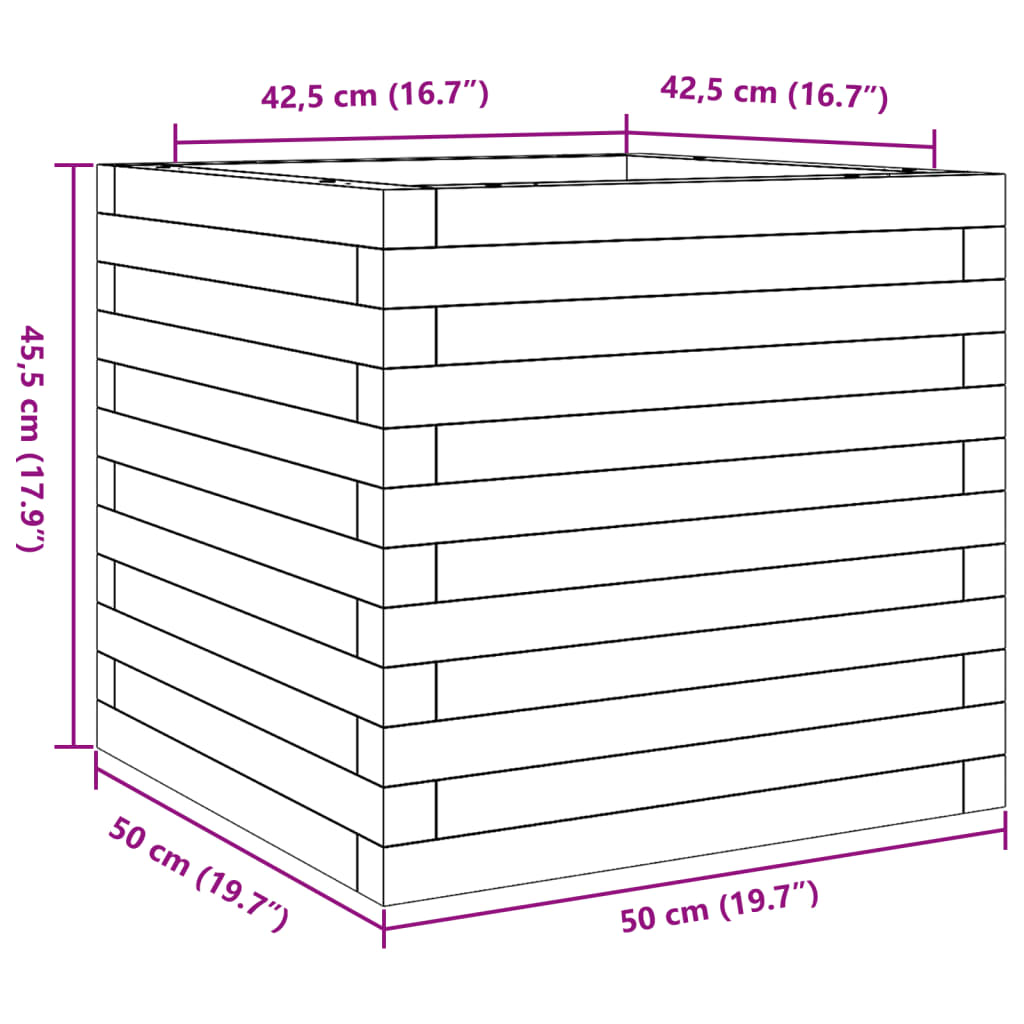 vidaXL Pflanzkübel 50x50x45,5 cm Massivholz Douglasie