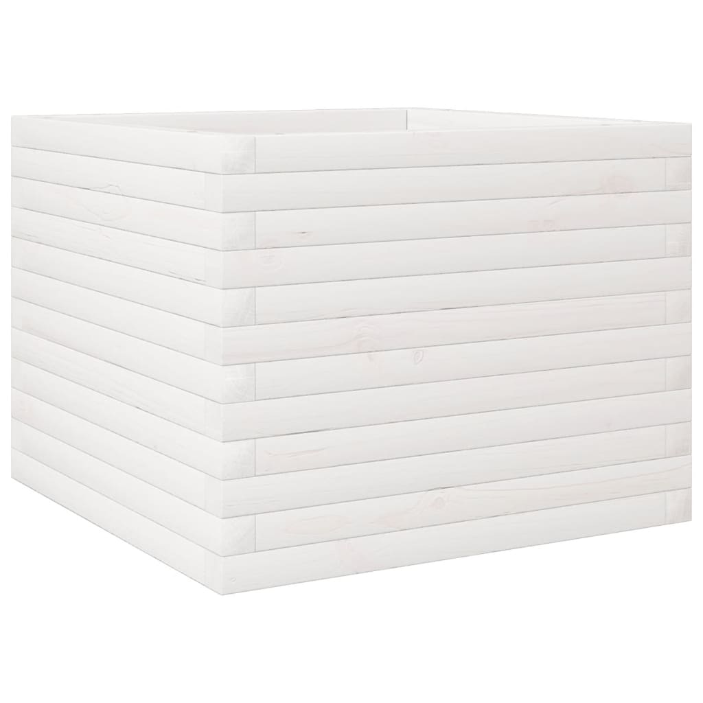 vidaXL Pflanzkübel Weiß 60x60x45,5 cm Massivholz Kiefer