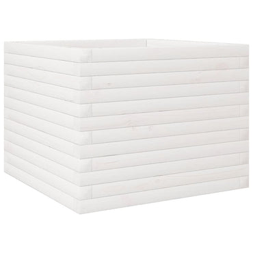 vidaXL Pflanzkübel Weiß 60x60x45,5 cm Massivholz Kiefer
