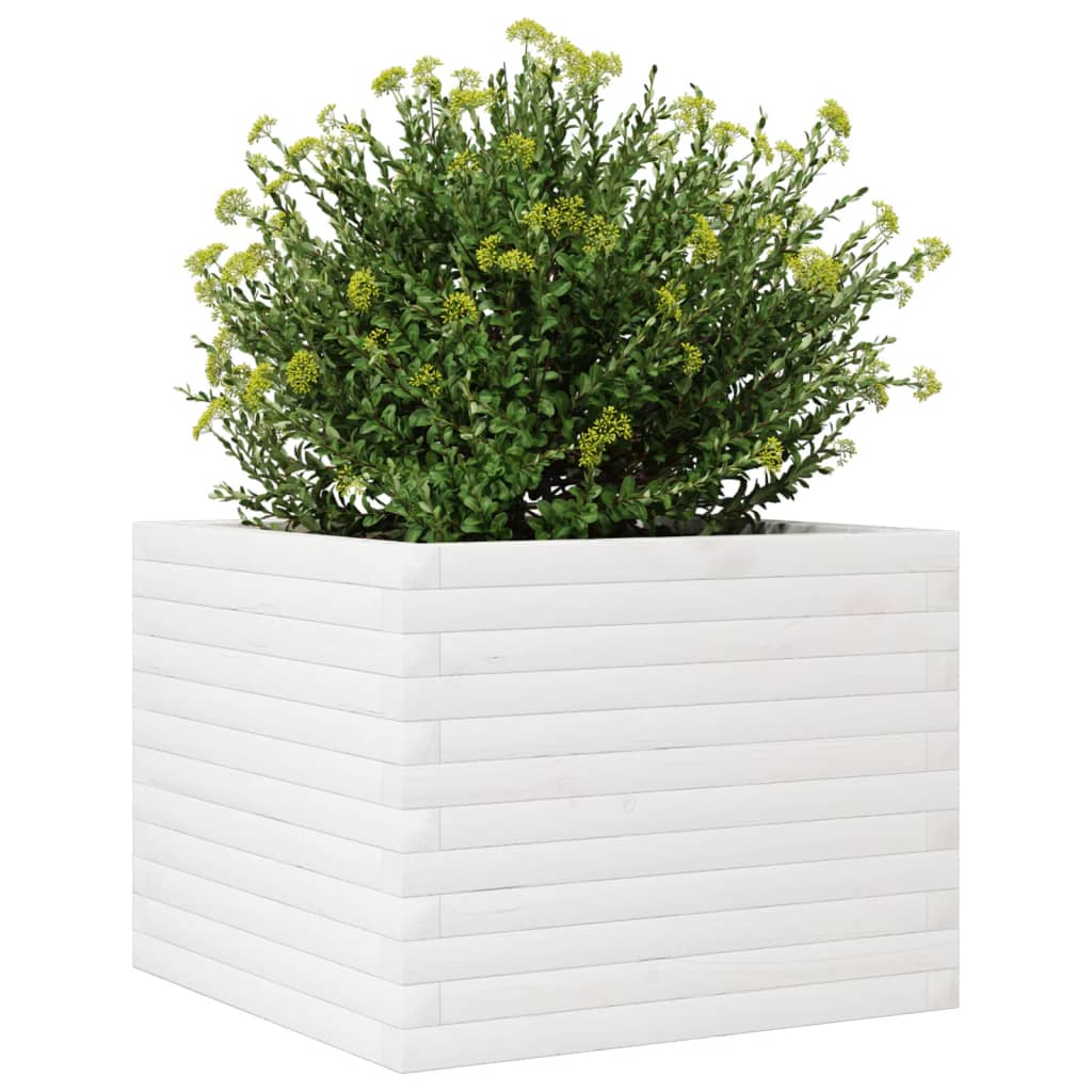 vidaXL Pflanzkübel Weiß 60x60x45,5 cm Massivholz Kiefer