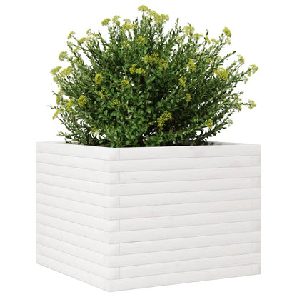 vidaXL Pflanzkübel Weiß 60x60x45,5 cm Massivholz Kiefer