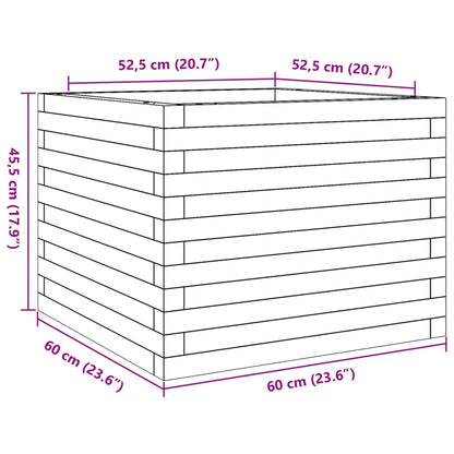 vidaXL Pflanzkübel Weiß 60x60x45,5 cm Massivholz Kiefer