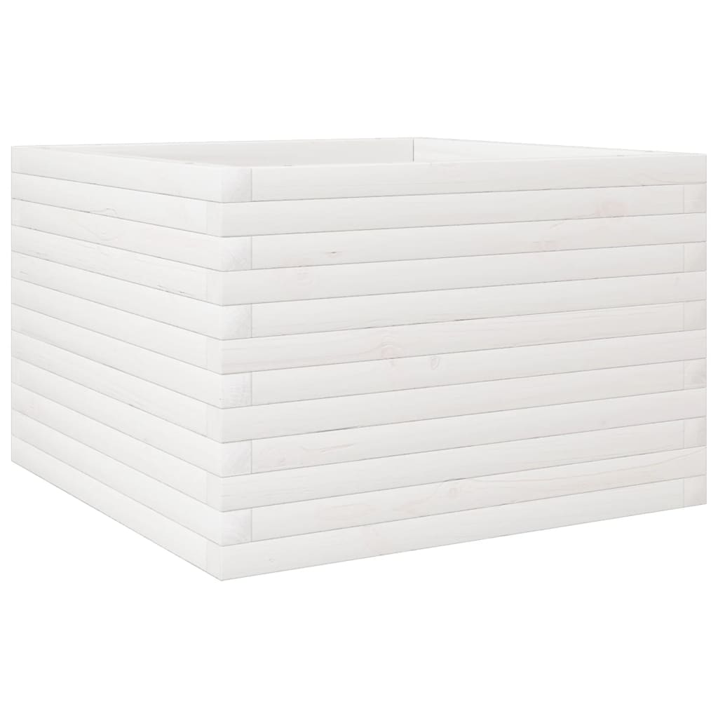 vidaXL Pflanzkübel Weiß 70x70x45,5 cm Massivholz Kiefer