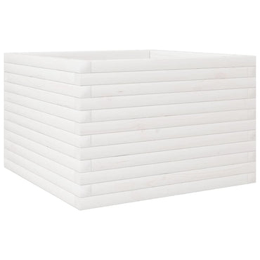 vidaXL Pflanzkübel Weiß 70x70x45,5 cm Massivholz Kiefer