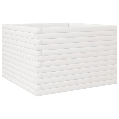 vidaXL Pflanzkübel Weiß 70x70x45,5 cm Massivholz Kiefer