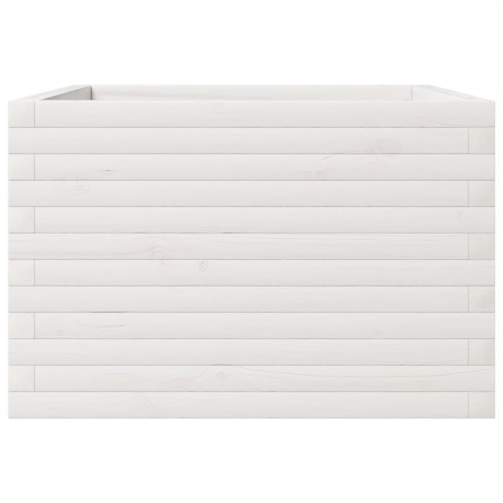 vidaXL Pflanzkübel Weiß 70x70x45,5 cm Massivholz Kiefer