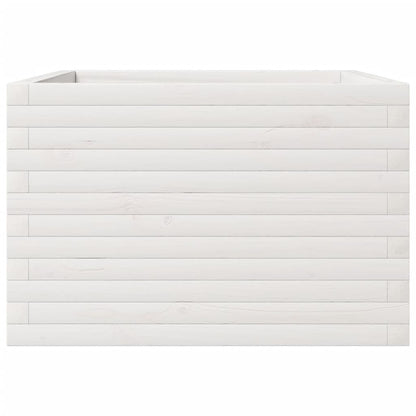 vidaXL Pflanzkübel Weiß 70x70x45,5 cm Massivholz Kiefer