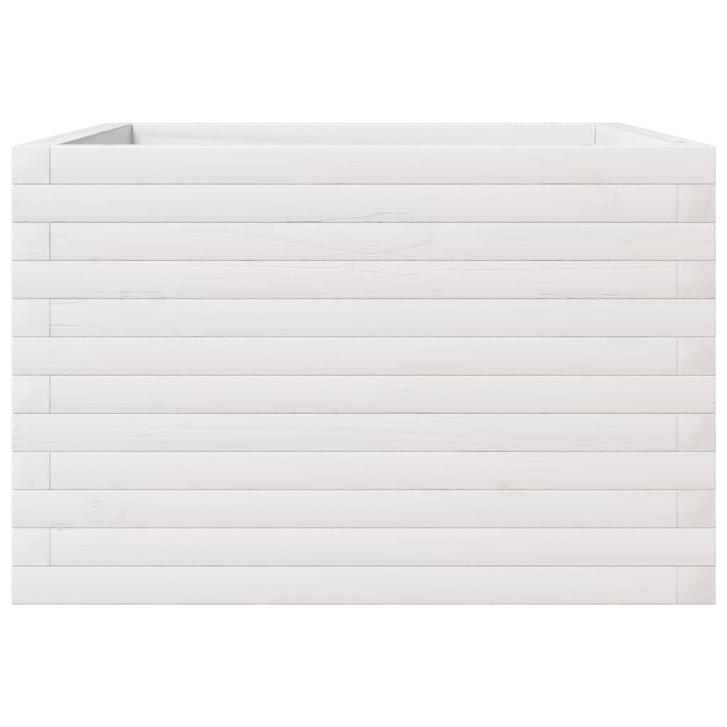 vidaXL Pflanzkübel Weiß 70x70x45,5 cm Massivholz Kiefer