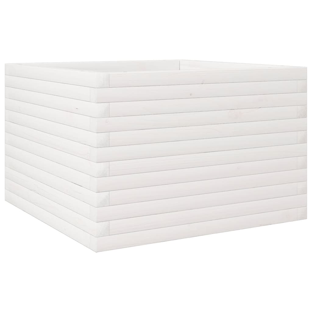 vidaXL Pflanzkübel Weiß 70x70x45,5 cm Massivholz Kiefer