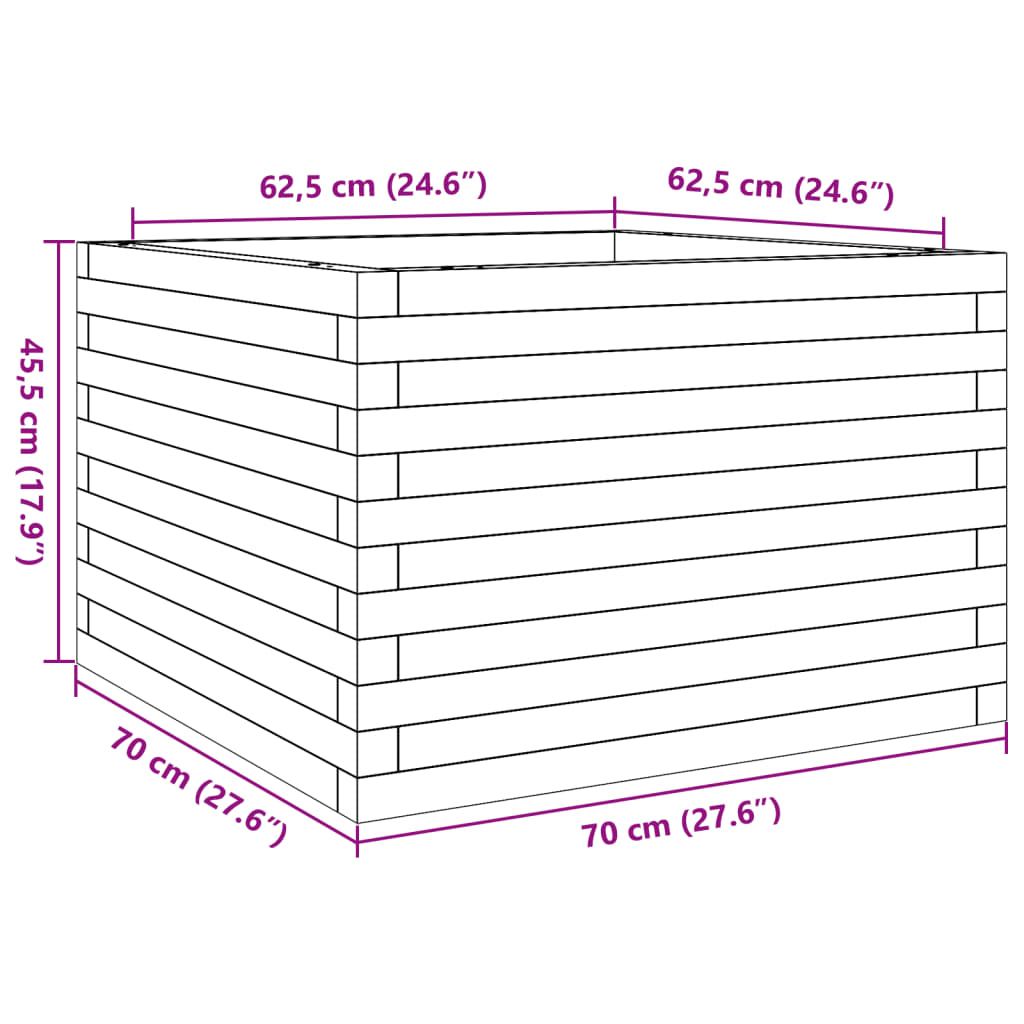 vidaXL Pflanzkübel Wachsbraun 70x70x45,5 cm Massivholz Kiefer