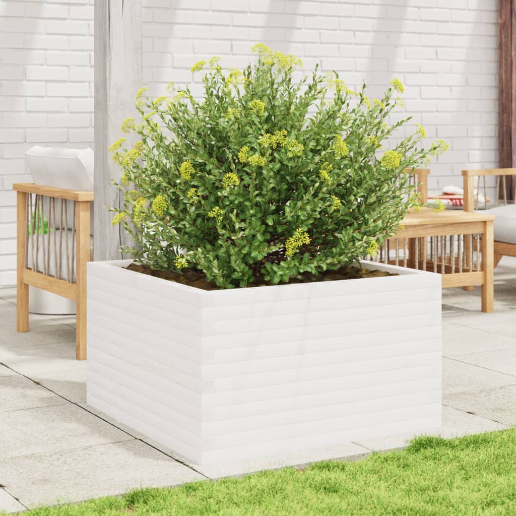 vidaXL Jardinière blanche 80x80x45,5 cm en pin massif