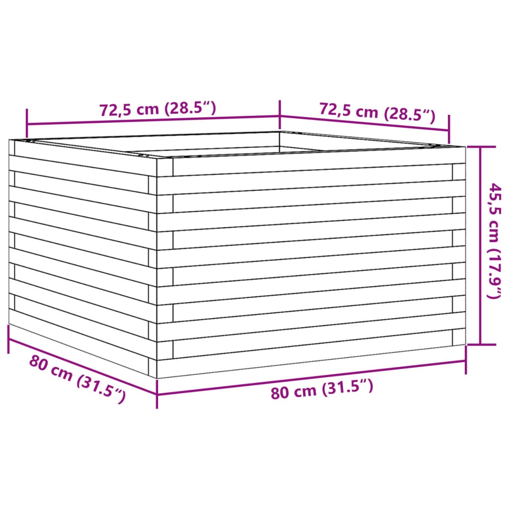 vidaXL Jardinière blanche 80x80x45,5 cm en pin massif