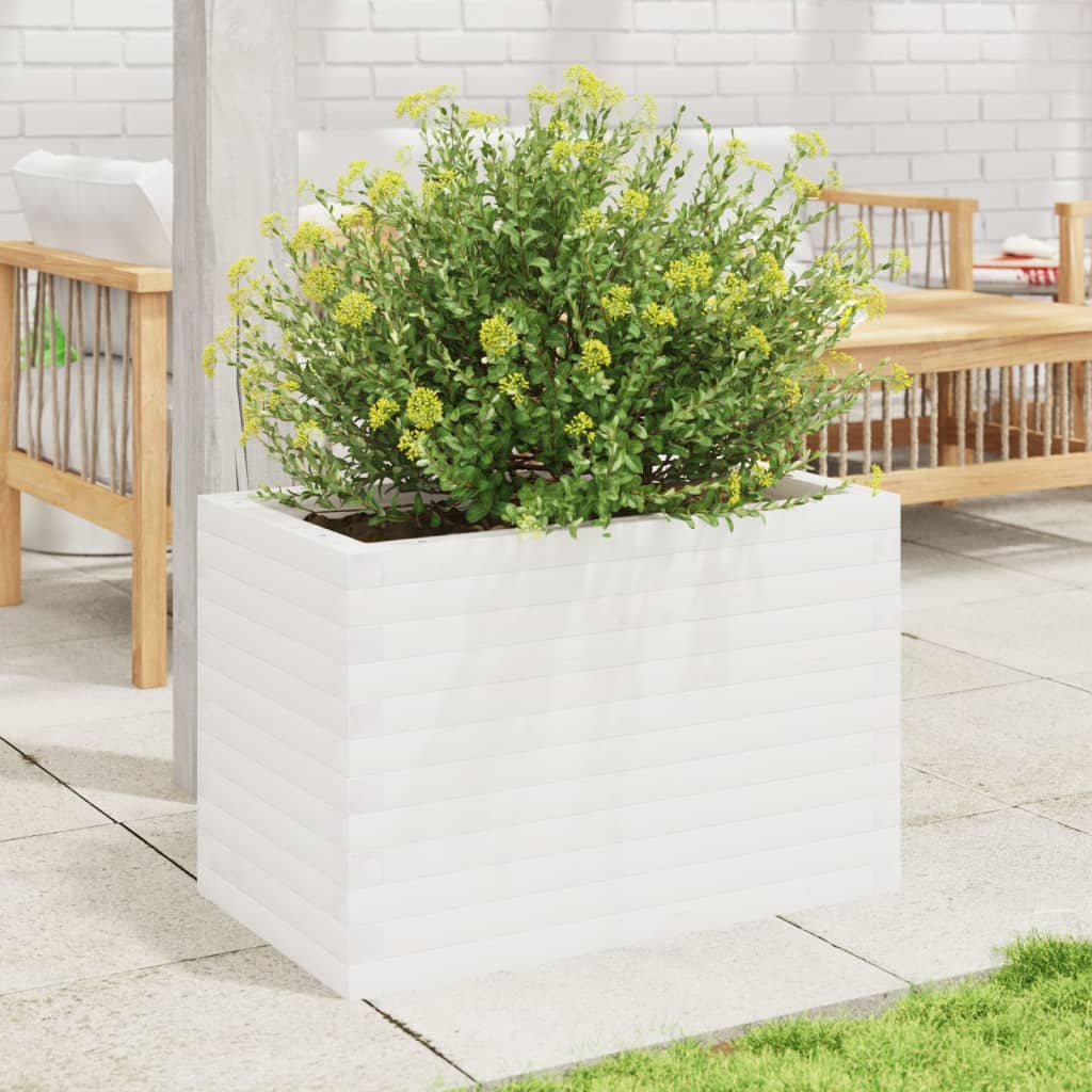 vidaXL Pflanzkübel Weiß 70x40x45,5 cm Massivholz Kiefer
