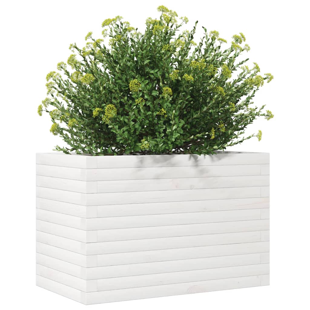 vidaXL Pflanzkübel Weiß 70x40x45,5 cm Massivholz Kiefer