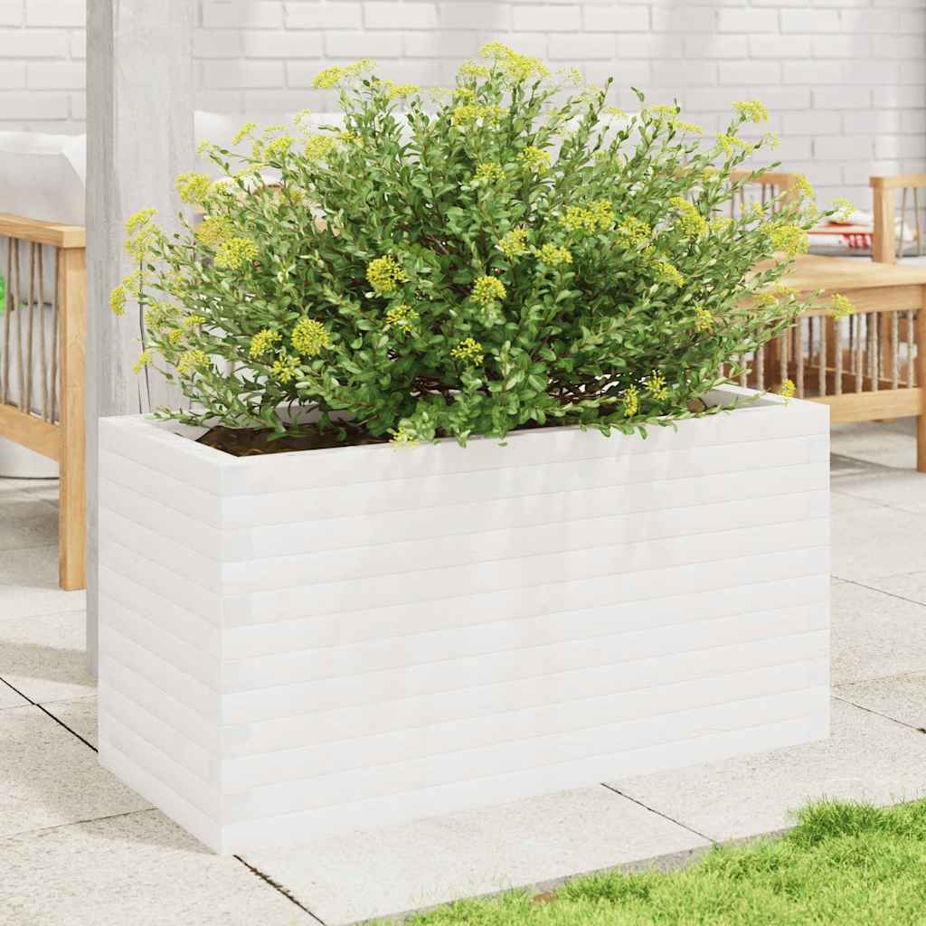 vidaXL Pflanzkübel Weiß 90x40x45,5 cm Massivholz Kiefer
