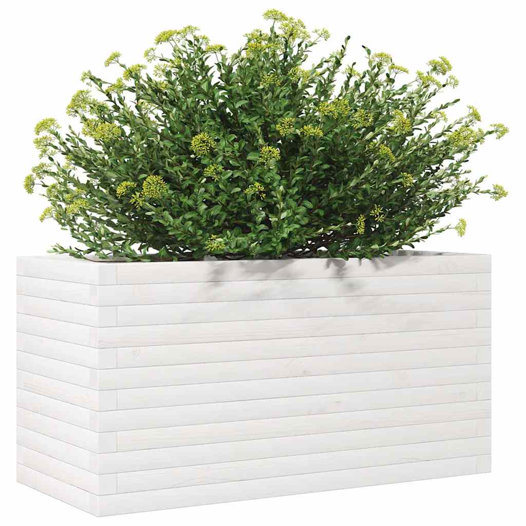vidaXL Pflanzkübel Weiß 90x40x45,5 cm Massivholz Kiefer
