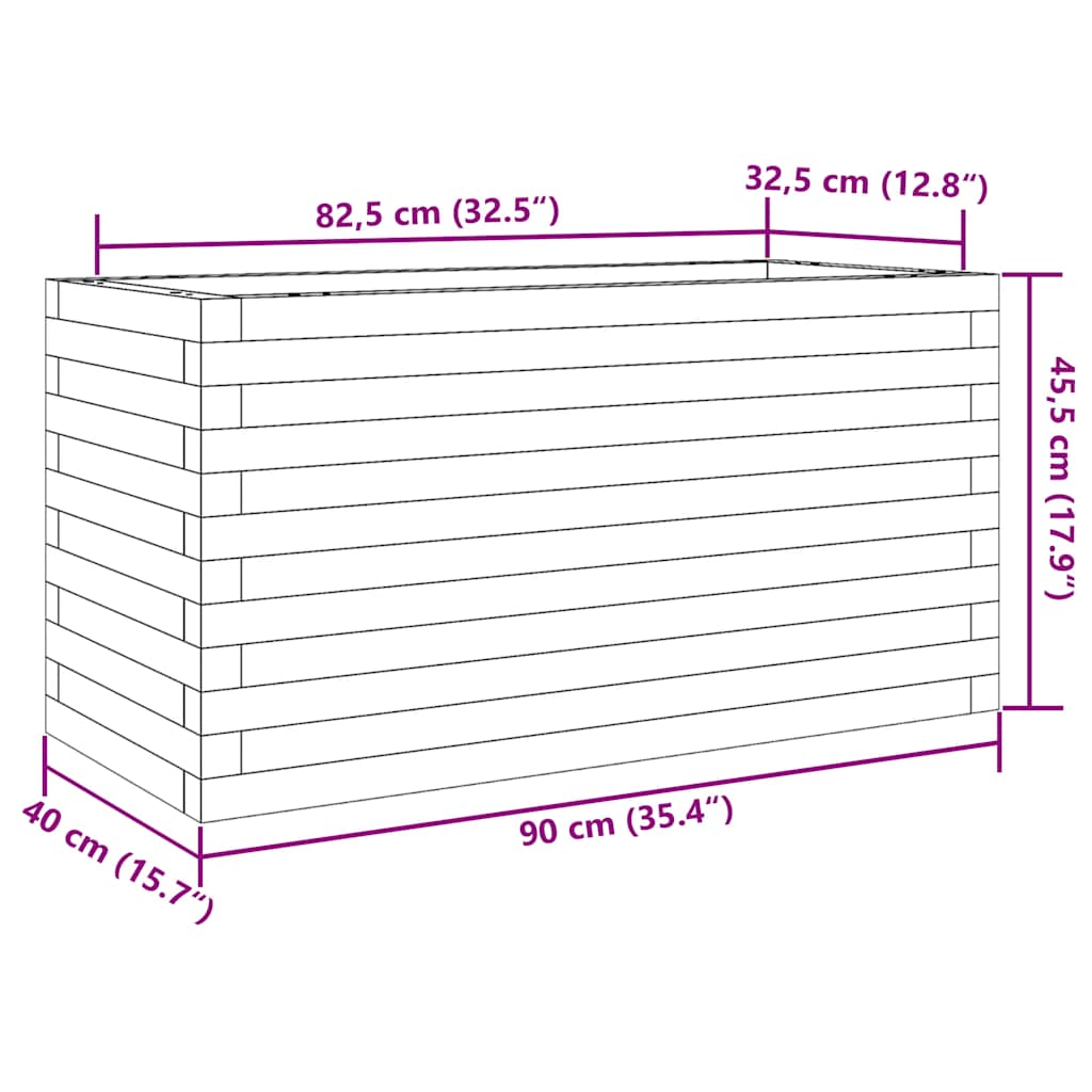 vidaXL Pflanzkübel Wachsbraun 90x40x45,5 cm Massivholz Kiefer