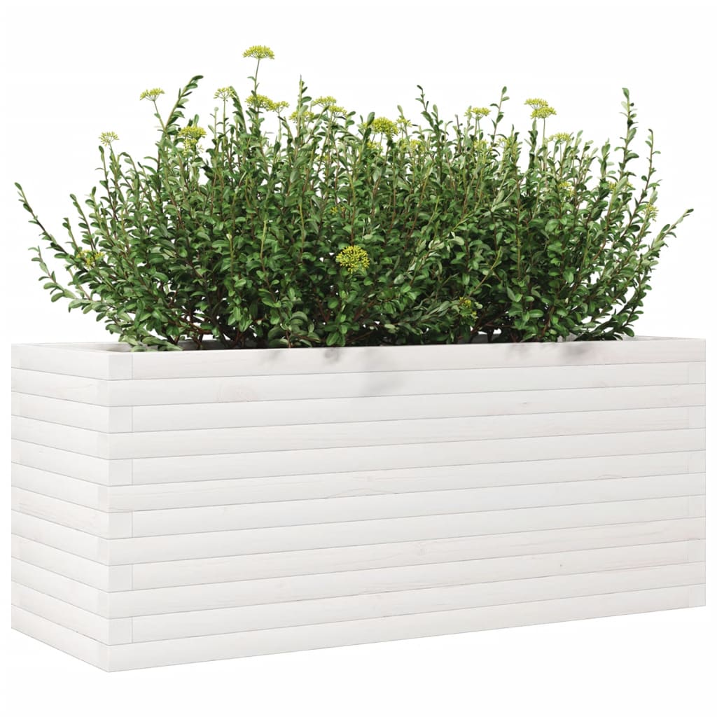 vidaXL Pflanzkübel Weiß 110x40x45,5 cm Massivholz Kiefer