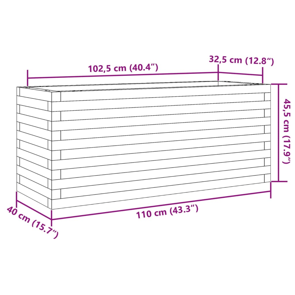 vidaXL Pflanzkübel Weiß 110x40x45,5 cm Massivholz Kiefer