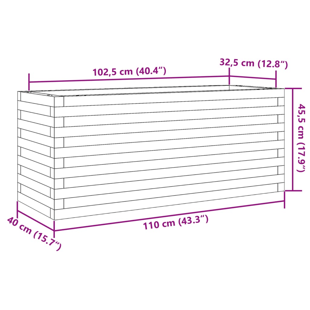 vidaXL Pflanzkübel Wachsbraun 110x40x45,5 cm Massivholz Kiefer
