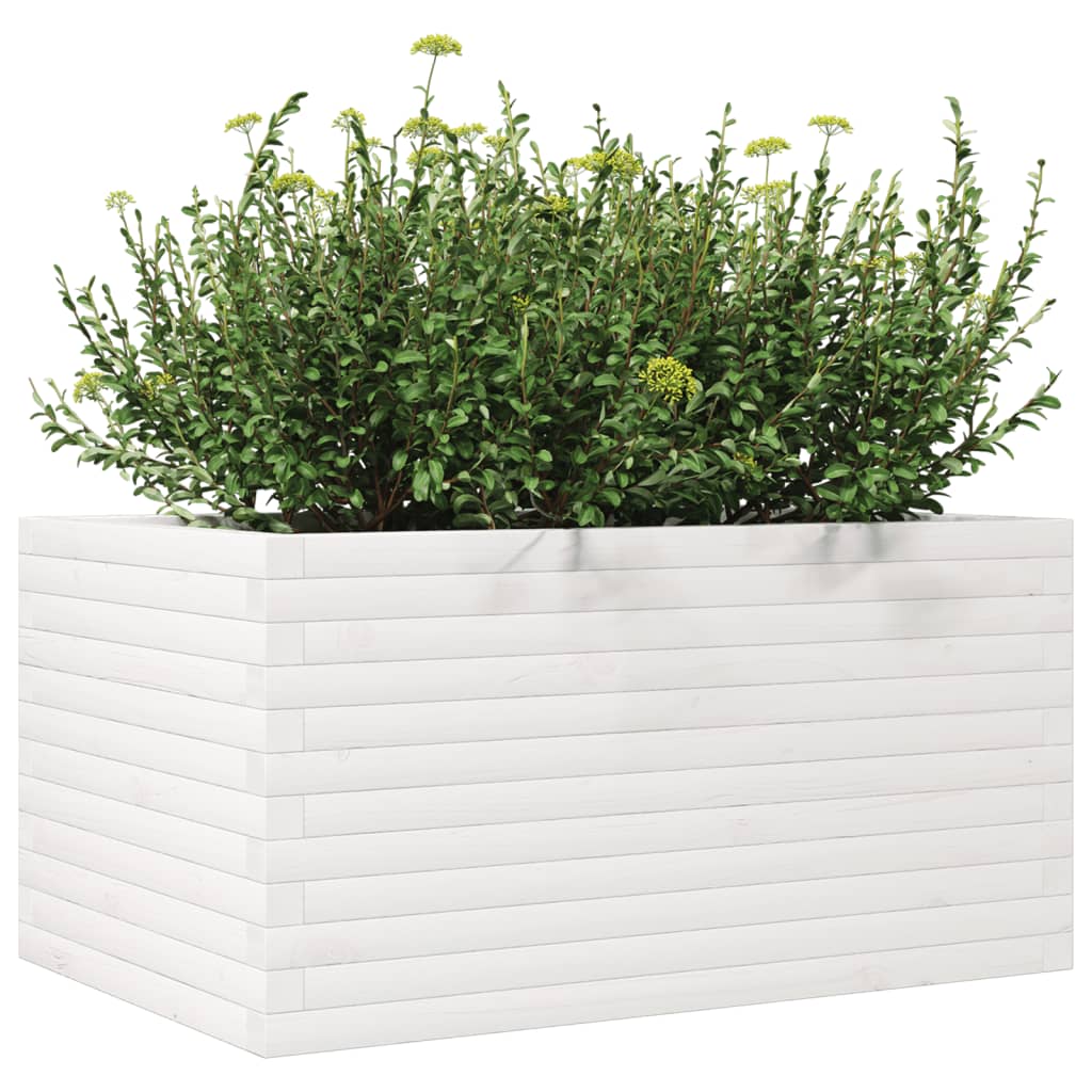 vidaXL Pflanzkübel Weiß 90x60x45,5 cm Massivholz Kiefer
