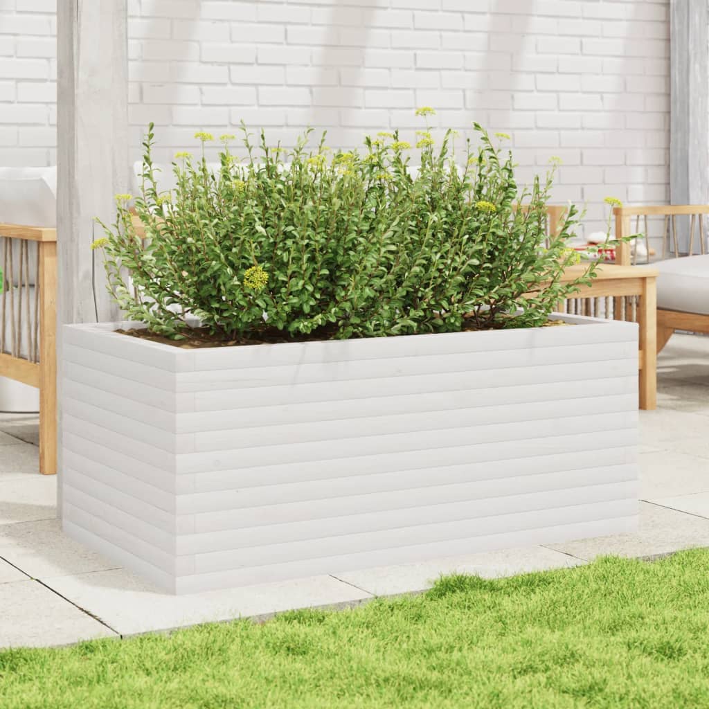 vidaXL Jardinière blanche 110x60x45,5 cm en pin massif