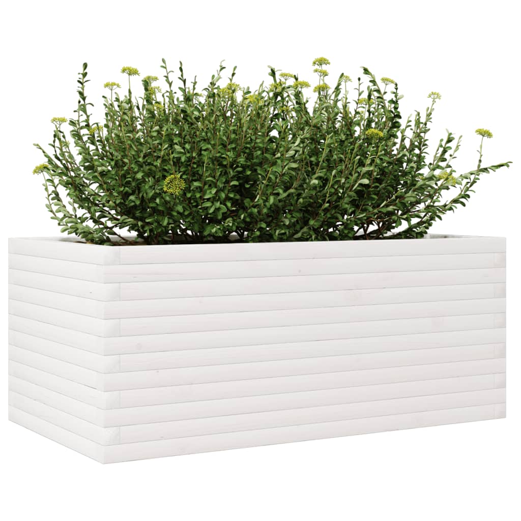 vidaXL Jardinière blanche 110x60x45,5 cm en pin massif