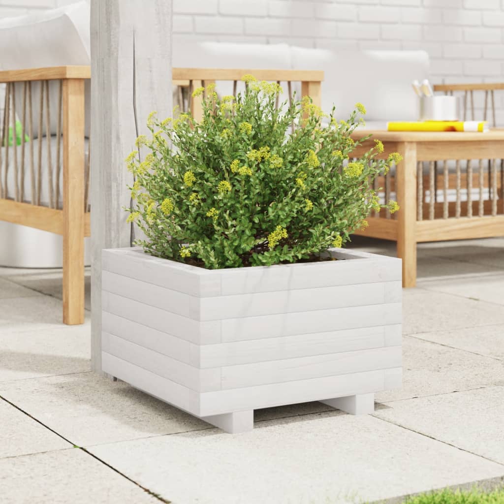 vidaXL Jardinière blanche 40x40x26,5 cm Bois de pin massif