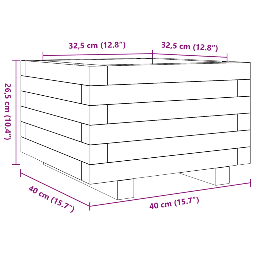 vidaXL Jardinière blanche 40x40x26,5 cm Bois de pin massif