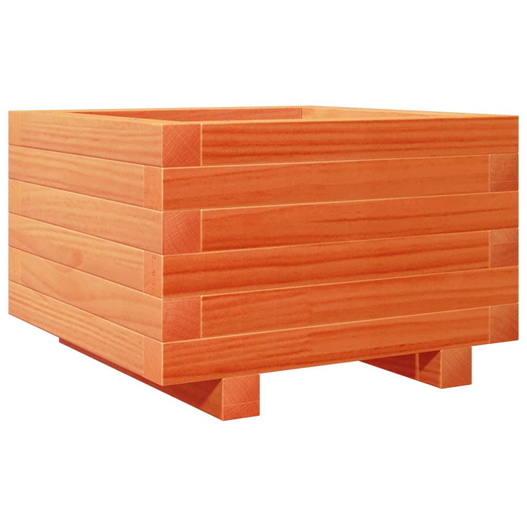 vidaXL Pflanzkübel Wachsbraun 40x40x26,5 cm Massivholz Kiefer