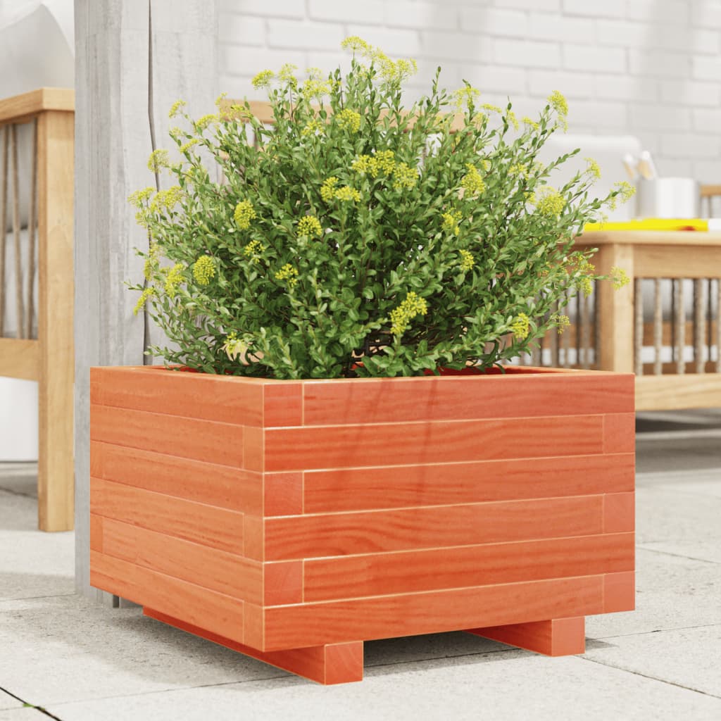 vidaXL Pflanzkübel Wachsbraun 40x40x26,5 cm Massivholz Kiefer